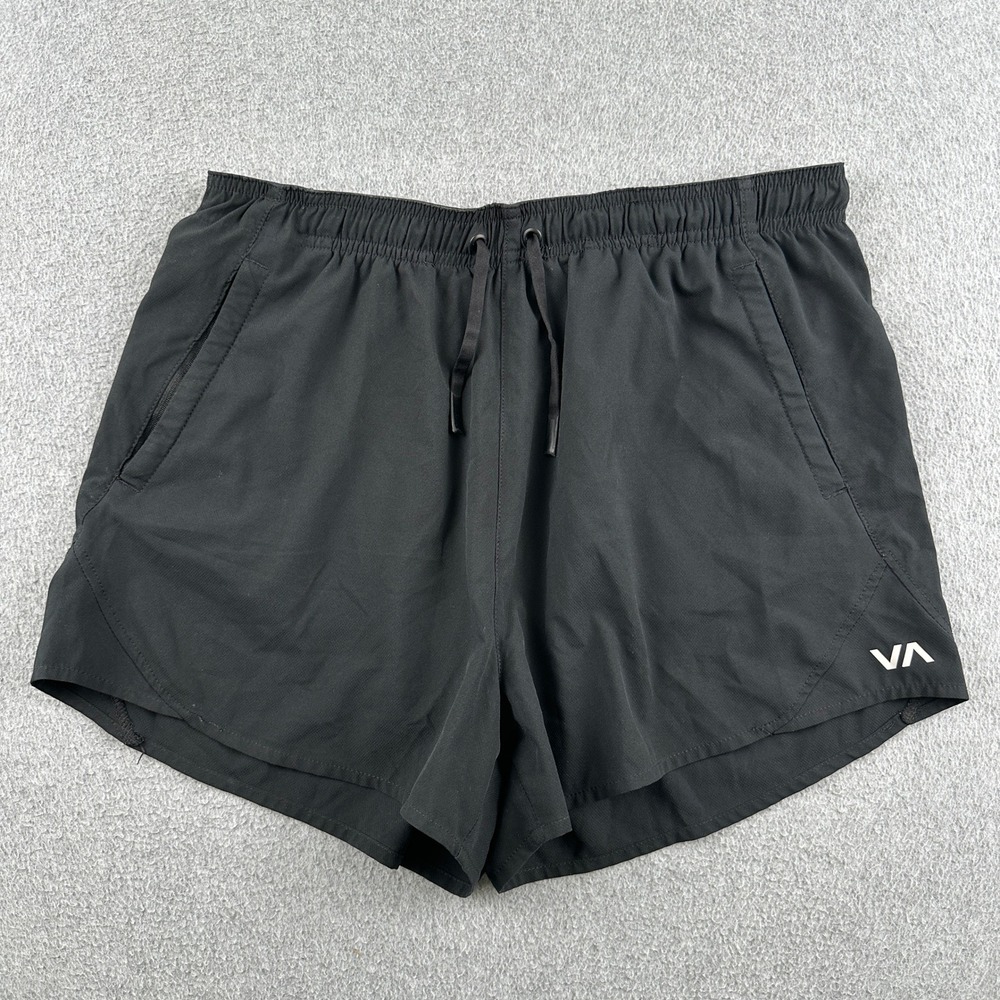 RVCA Shorts Mens Medium Black Athletic VA Logo Performance Workout Sportswear
